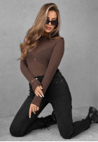 Ľahký Sveter z golfem z kaszmirem Be The One čokoládový