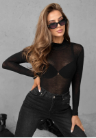 Ľahký Sveter z golfem z kaszmirem Be The One čierne