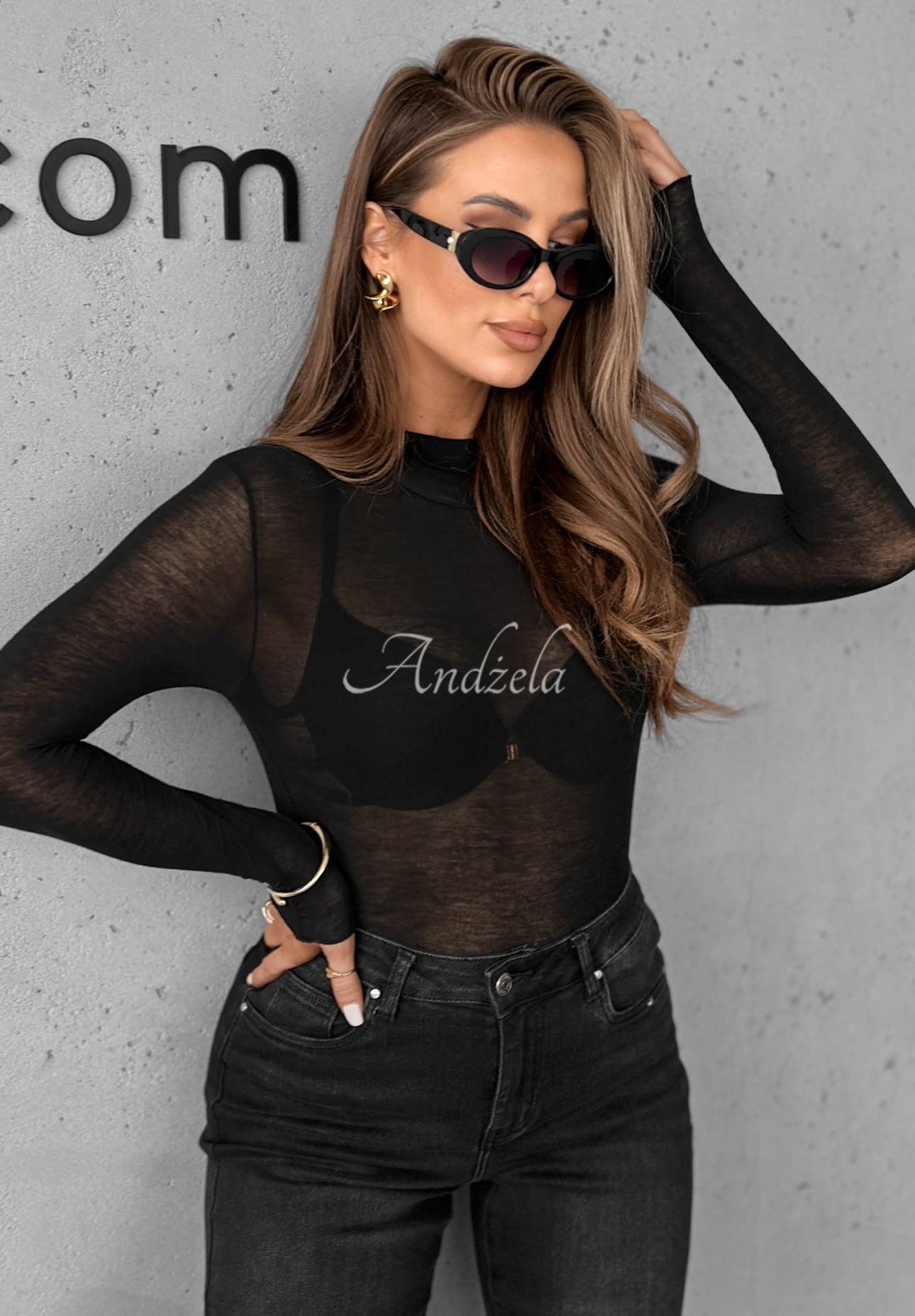 Blúzka z jemného materiálu s rolákom a kašmírom Be The One čierne