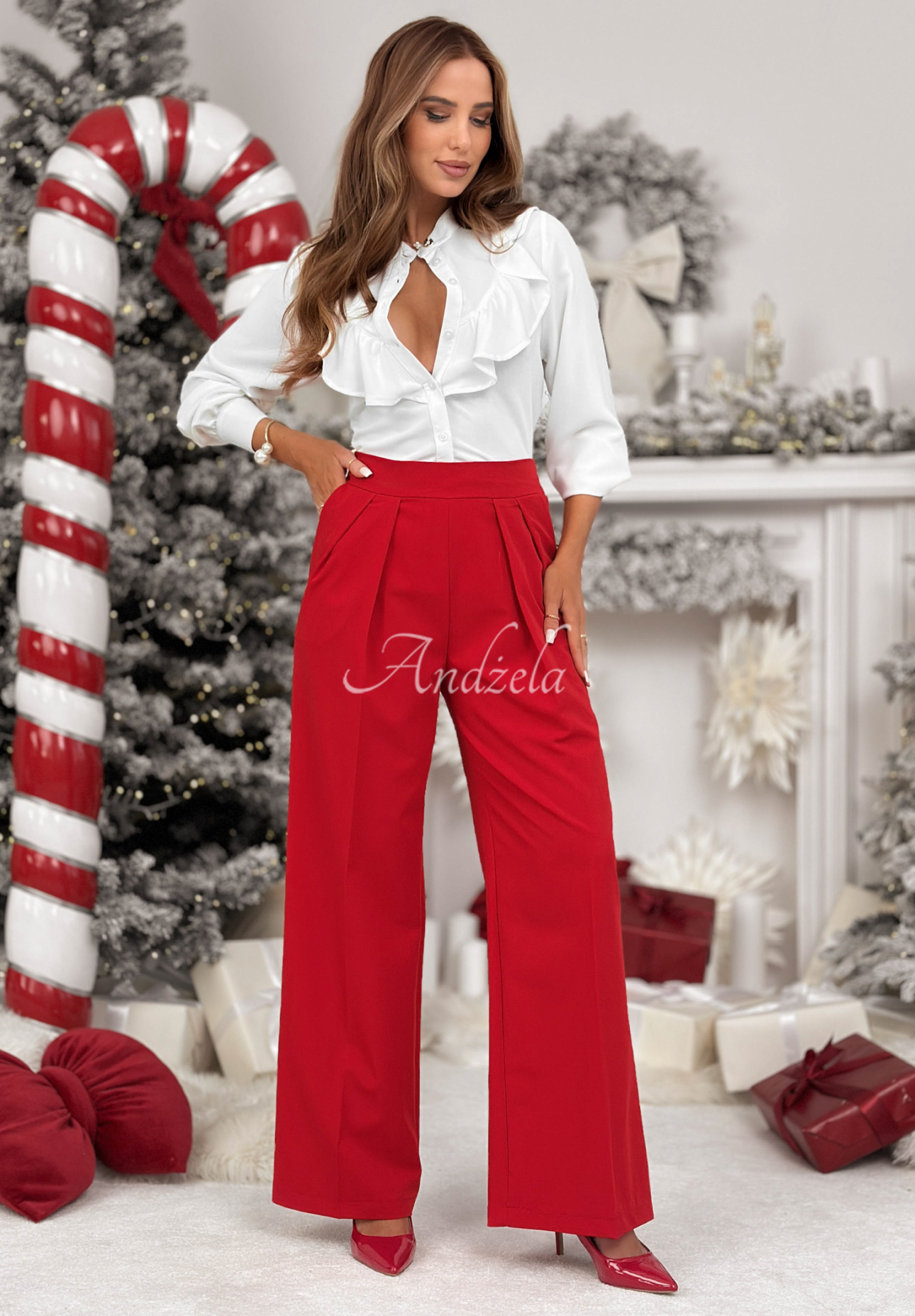 Viskózová košeľa s volánikmi Christmas Wishes Biela