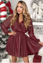 Błyszcząca Šaty mini z paskiem Never Texted Back bordová