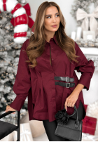 Długa Košeľa tunika z paskami Can Only Be bordová