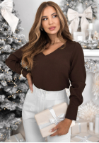 Blúzka s výstrihom Simple Is Beautiful čokoládová