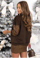 Súprava Mikina i Sukňa z cekinami Got The Power čokoládový