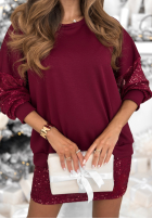 Súprava Mikina i Sukňa z cekinami Got The Power bordová