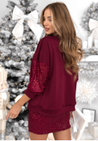 Súprava Mikina i Sukňa z cekinami Got The Power bordová