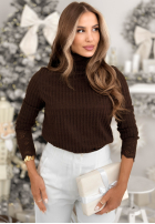 Rebrovaný Sveter z koronką Lacy Dreams čokoládový