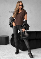 Tričko V-neck čokoládový