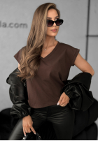 Tričko V-neck čokoládový