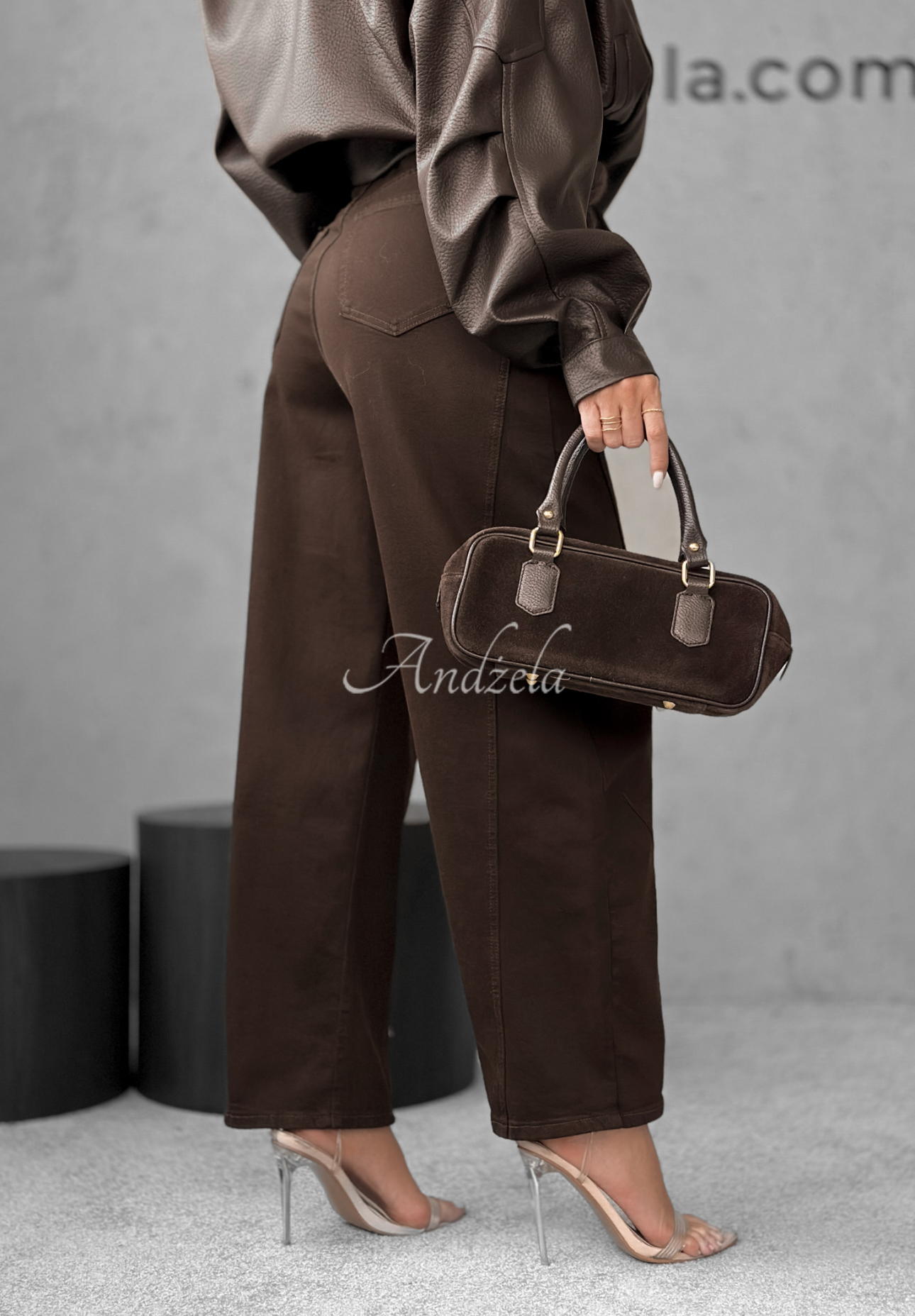 Džínsy balloon Say Less čokoládové