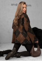 Dlhý Sveter w romby Winter Things czekoladowo-čierne