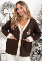 Krótki kardigan z misiem Teddy Gifts čokoládový