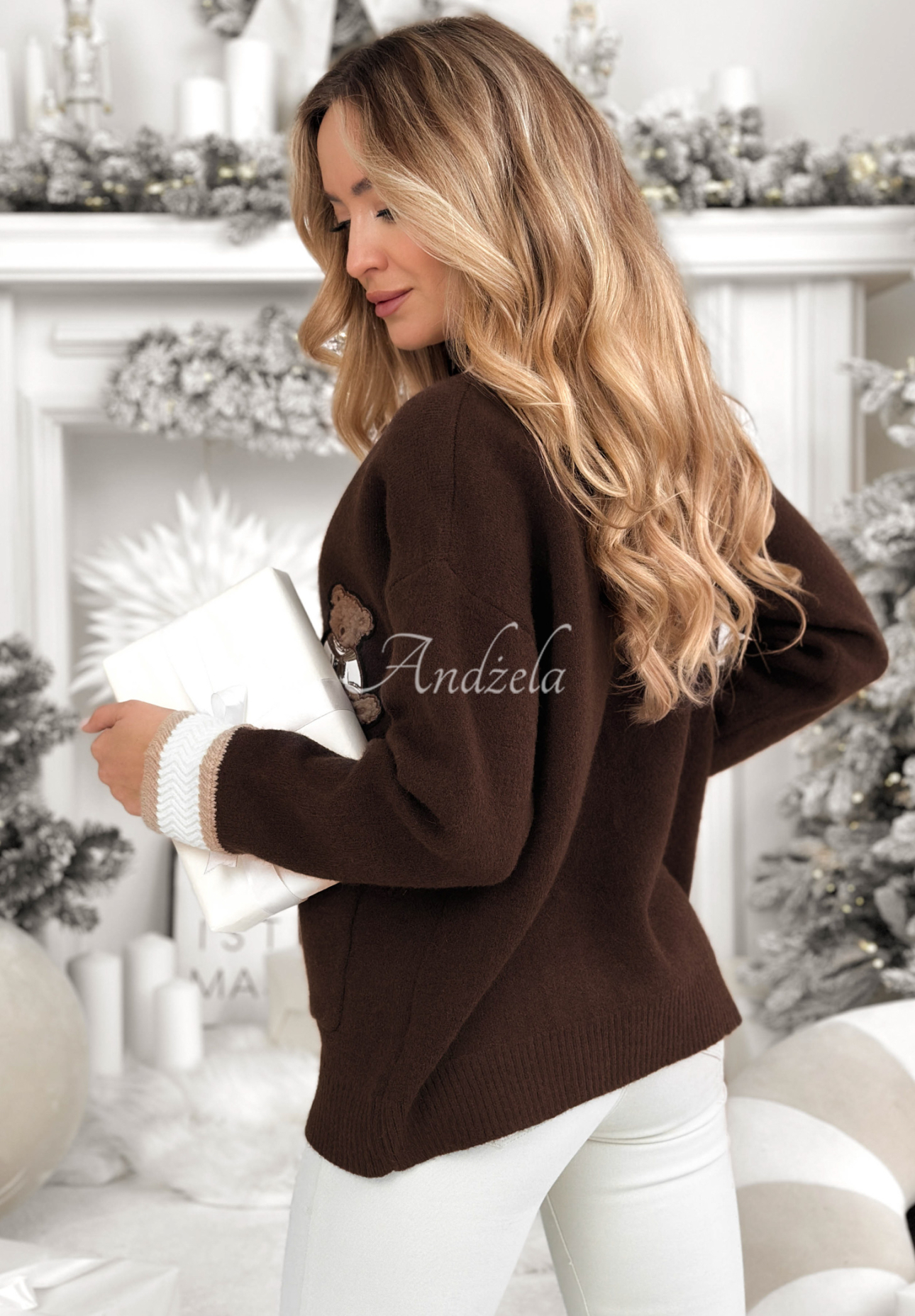 Krátky kardigan s medvedíkom Teddy Gifts čokoládový