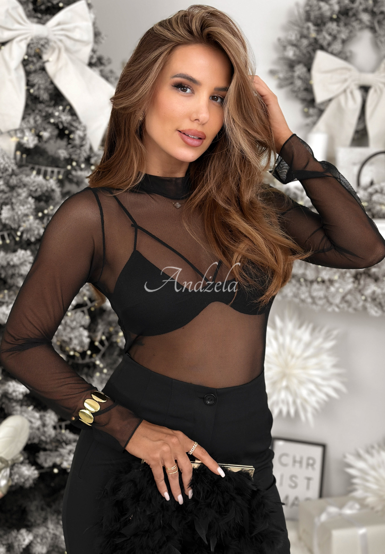 Priliehavé sieťované body Feel The Night čierne