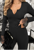 Rozpinane body z koronką Tell Her čierne