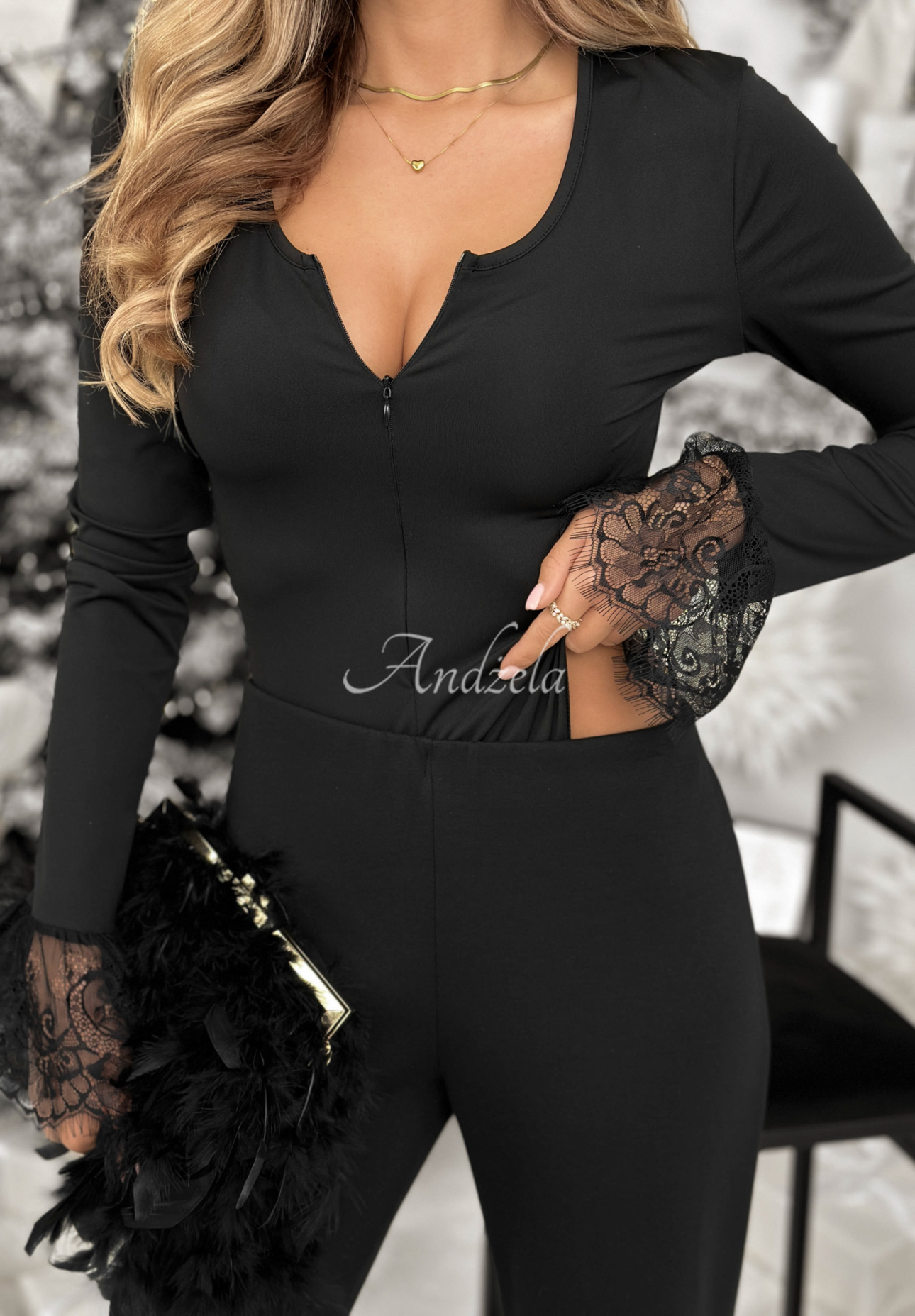 Rozopínacie body s čipkou Tell Her čierne