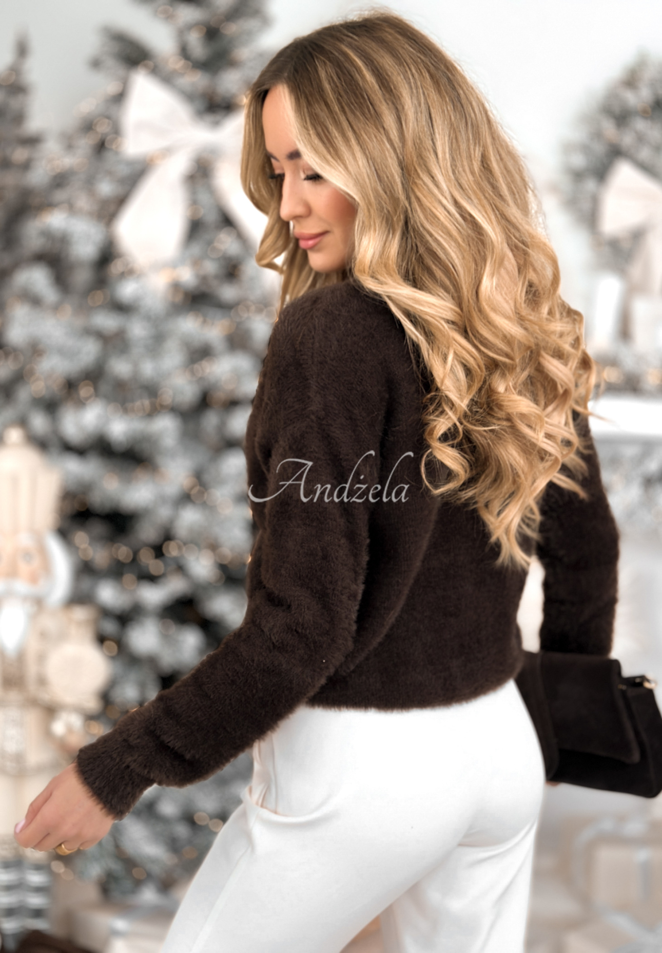 Krátky kardigan alpaka Touch The Clouds čokoládový