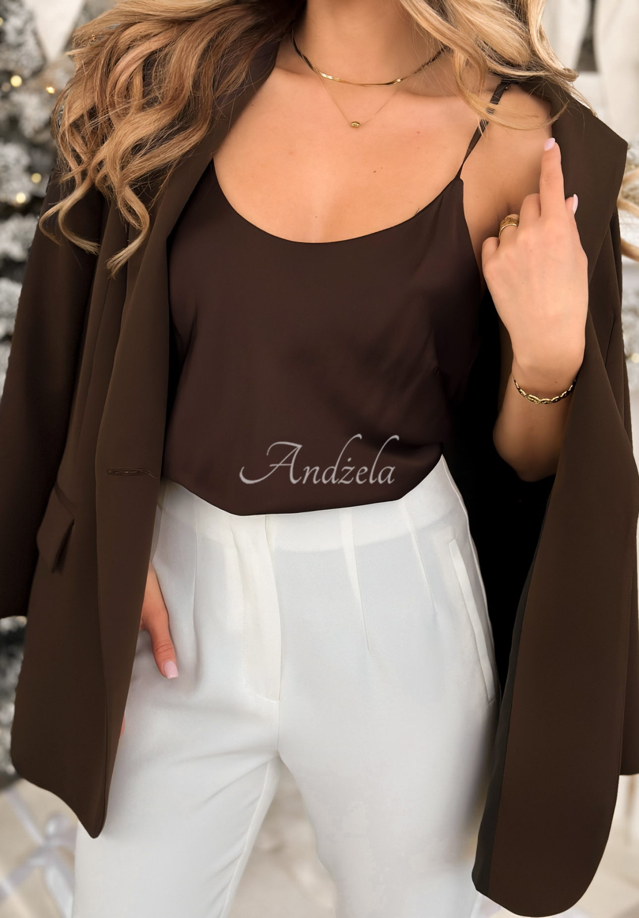 Viskózový top s čipkou Always Wanted čokoládový