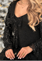 Koronkowa Šaty z cekinami i kokardą Shiny Obsession čierna