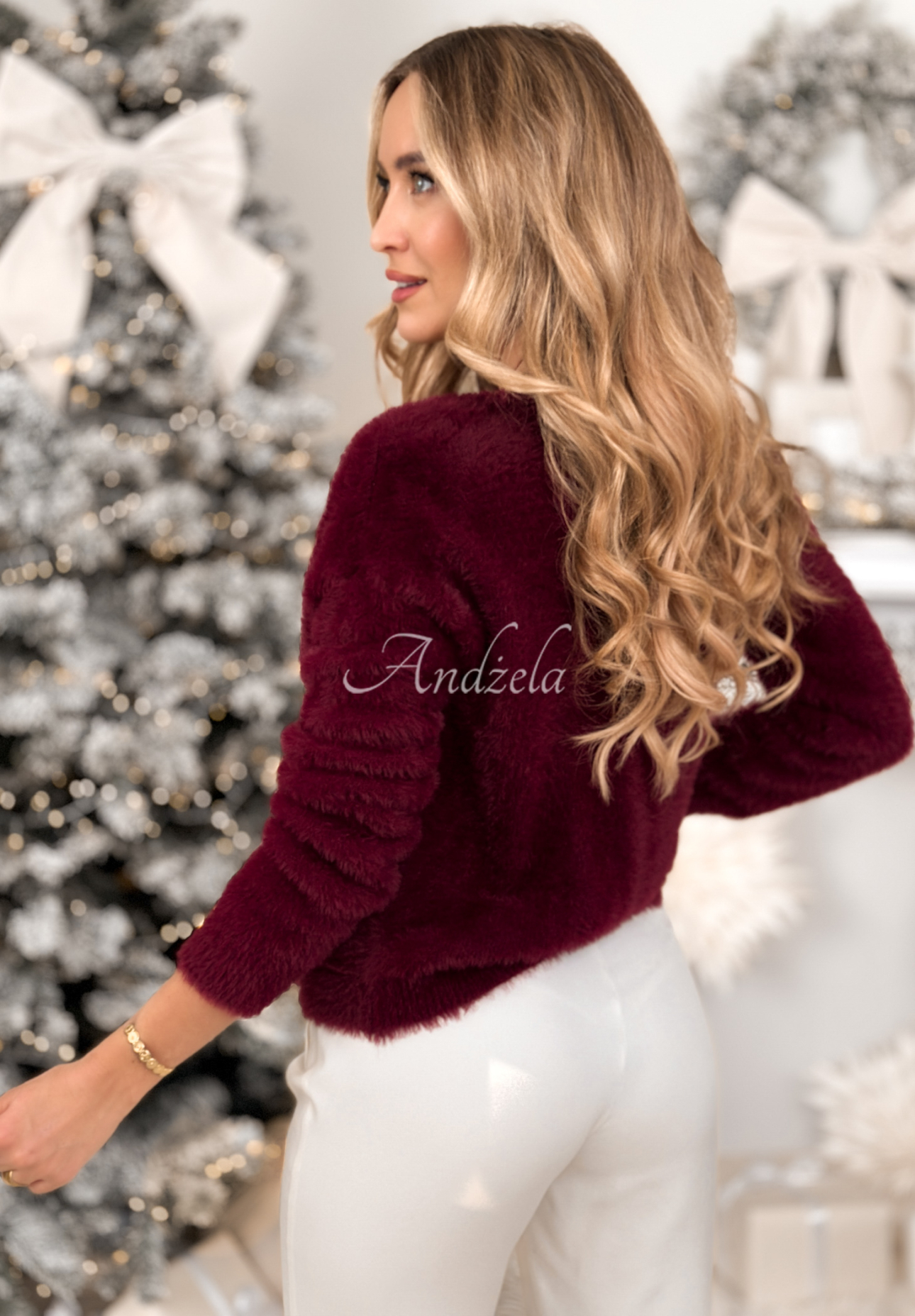 Krátky kardigan alpaka Touch The Clouds bordová