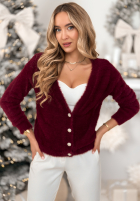 Krótki kardigan alpaka Touch The Clouds bordová