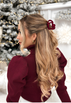 Velúrová Sponka klamra do włosów Velvette Heart bordová