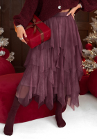Tiulowa Sukňa  midi Elisabeth bordová