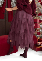Tiulowa Sukňa  midi Elisabeth bordová