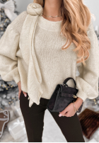 Sveter z falbanką Arctic Village ecru