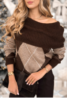 Sveter w romby Morning Glow čokoládový