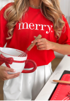 Vianočný Tričko z nadrukiem Merry červený