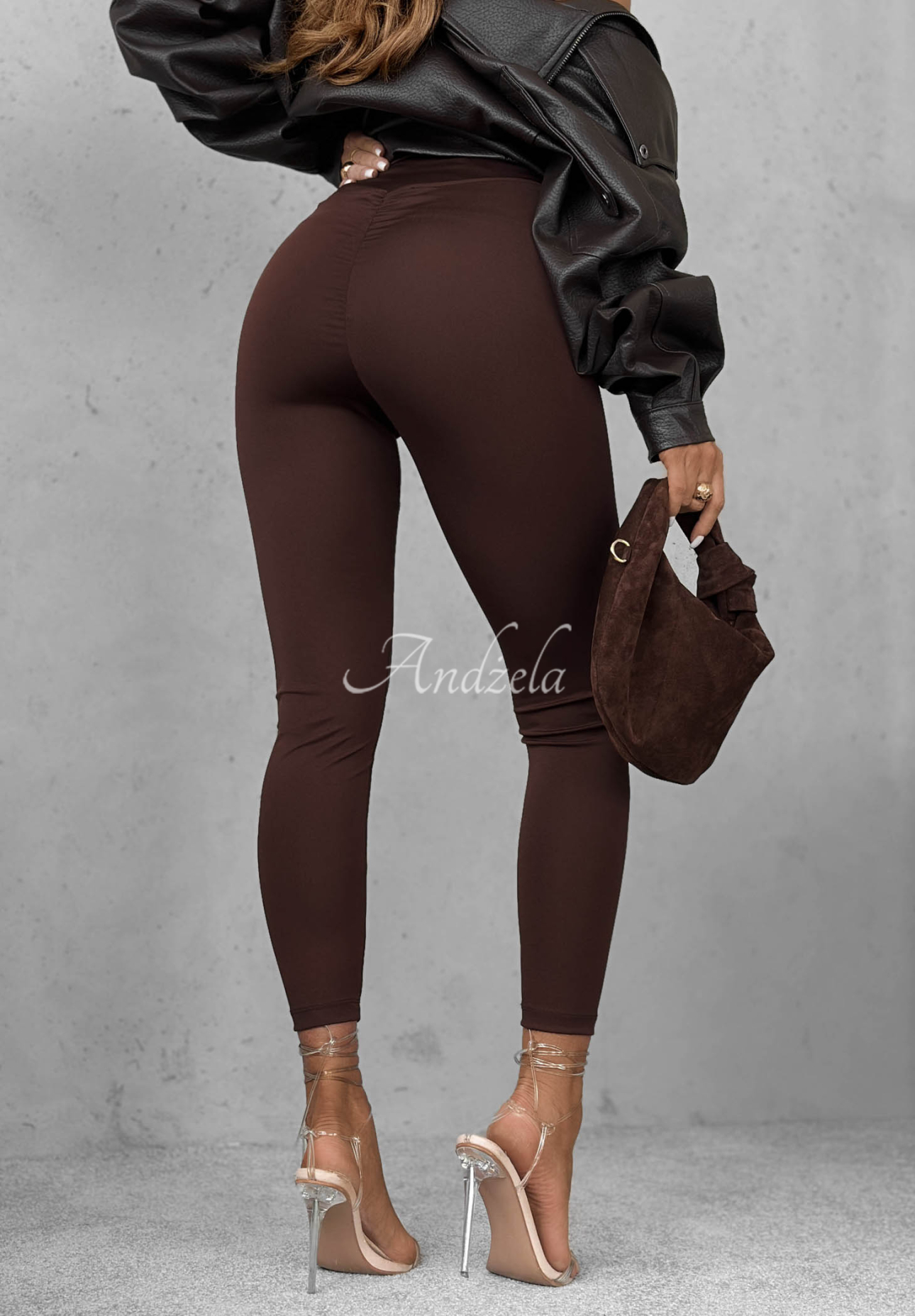 Legíny Push-Up Fit Females tmavě čokoládové