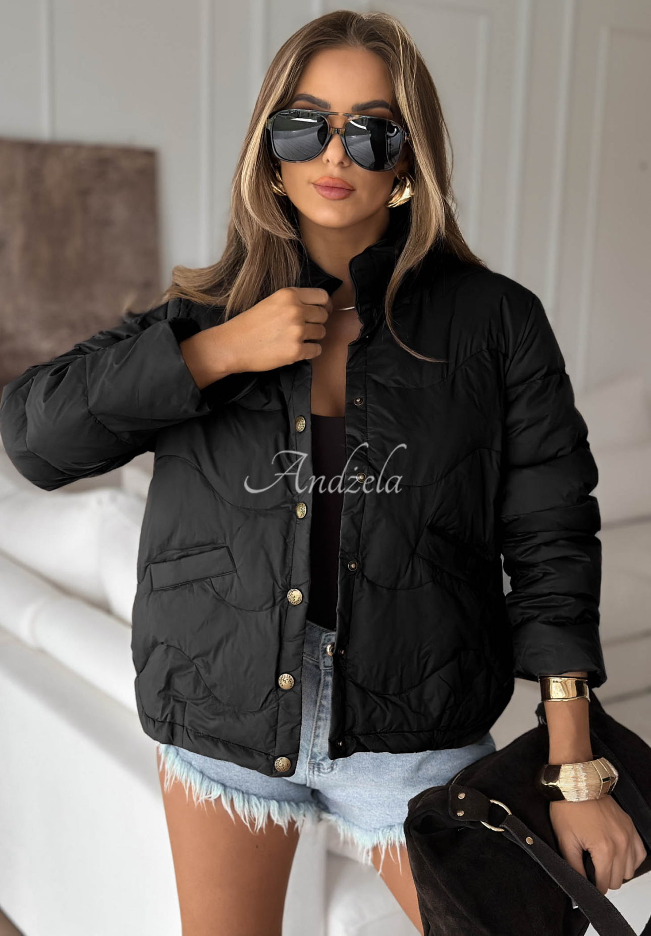 Krátka páperová bunda Last Thing čierna