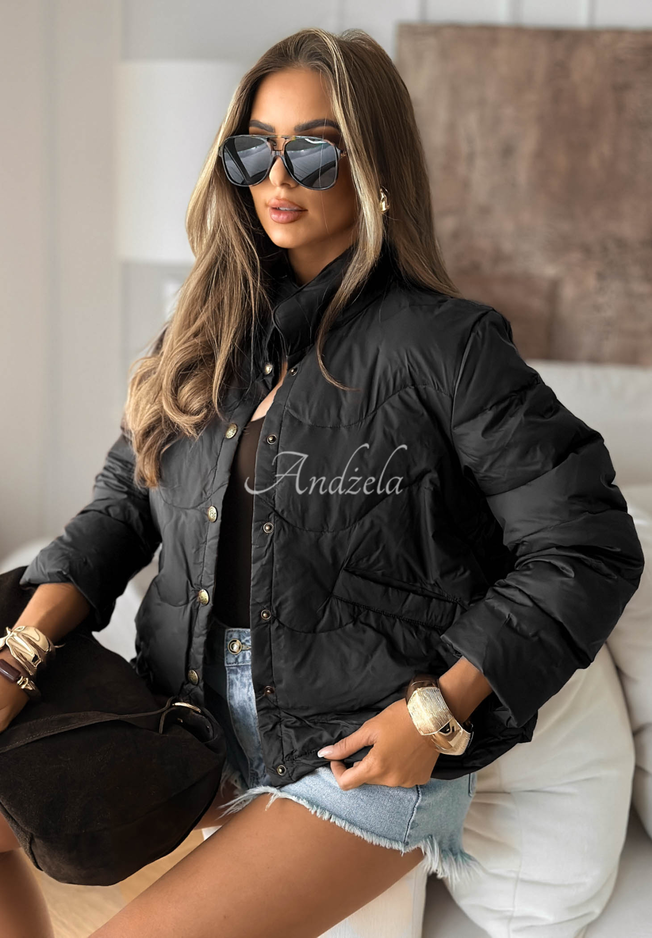 Krátka páperová bunda Last Thing čierna