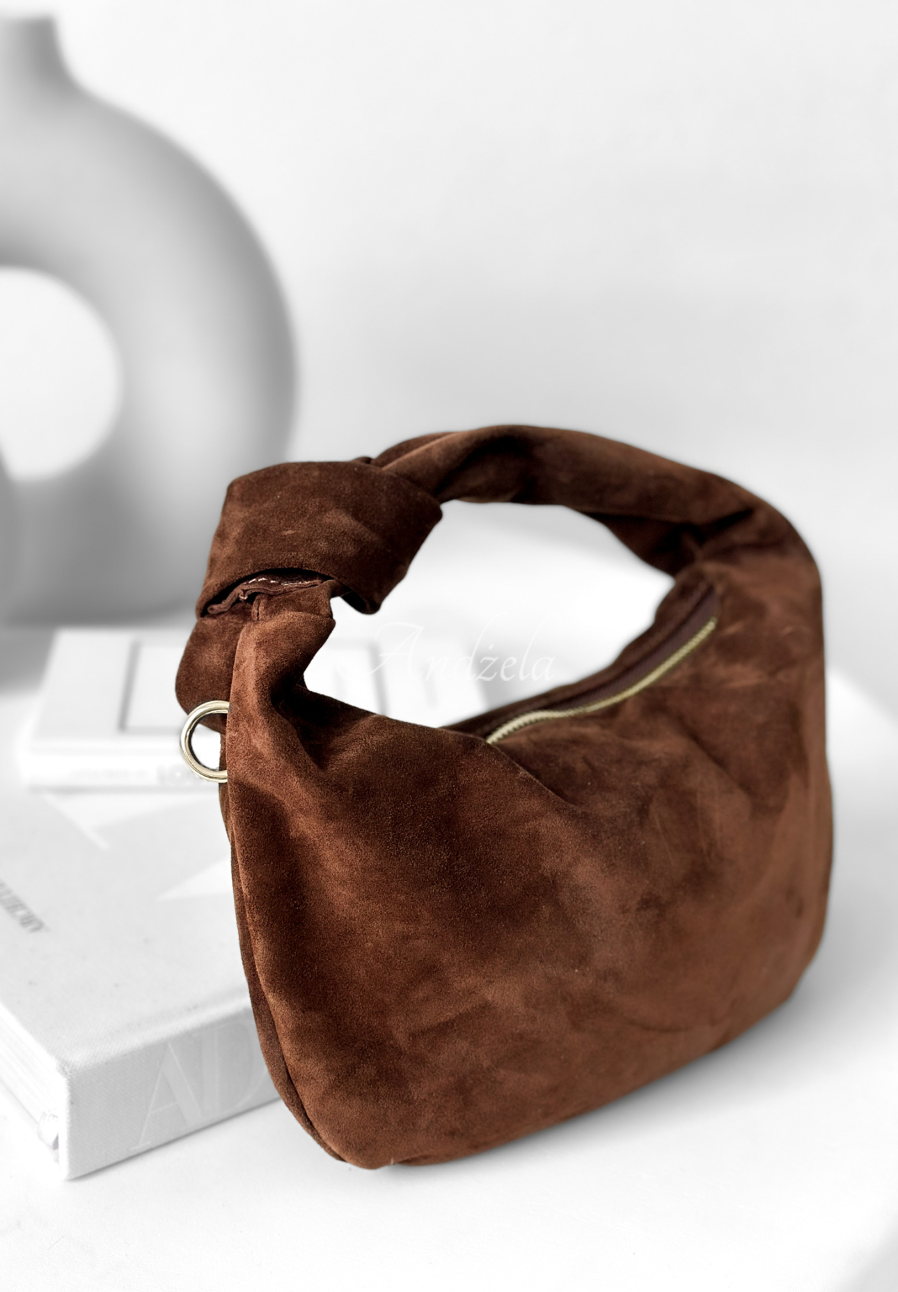 Semišová kabelka Just Lipstick čokoládová