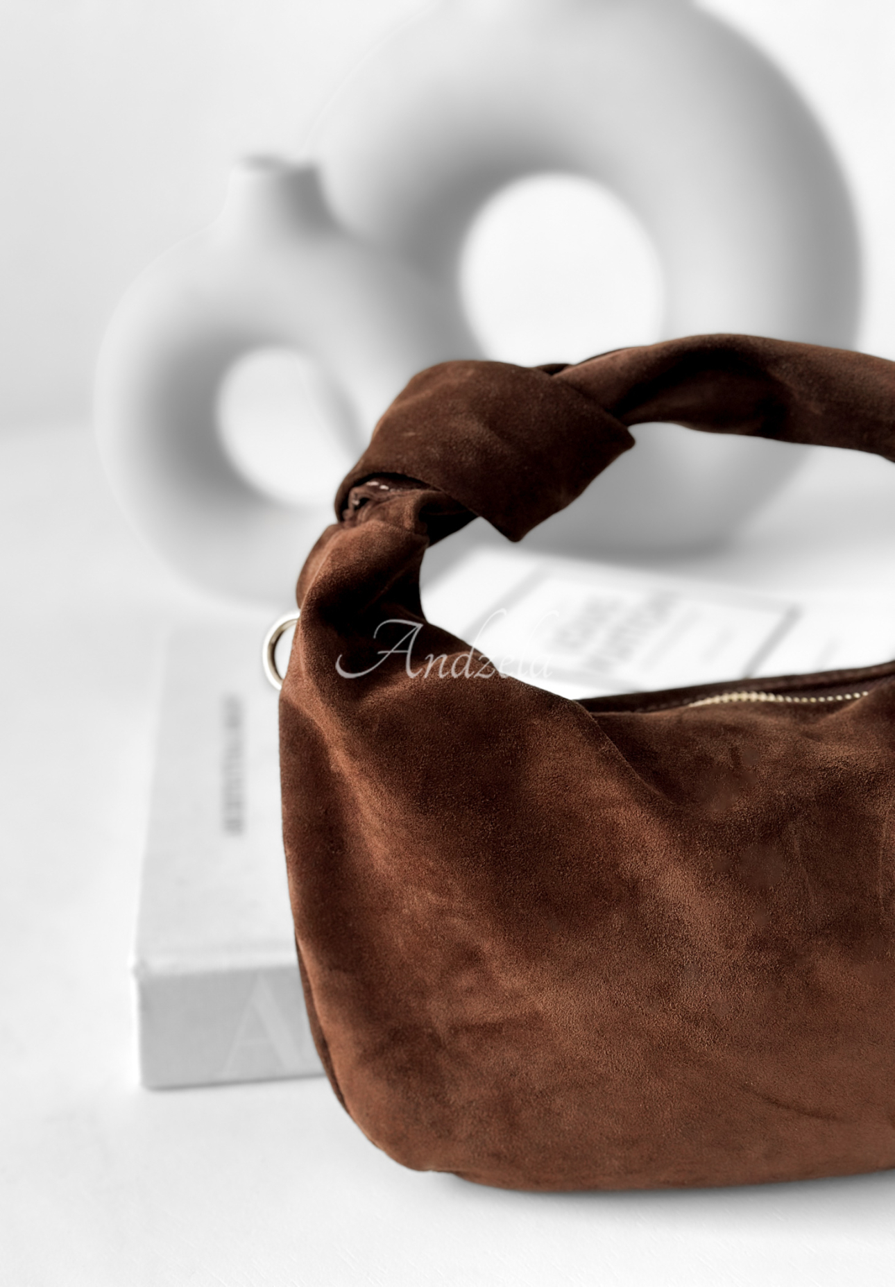 Semišová kabelka Just Lipstick čokoládová