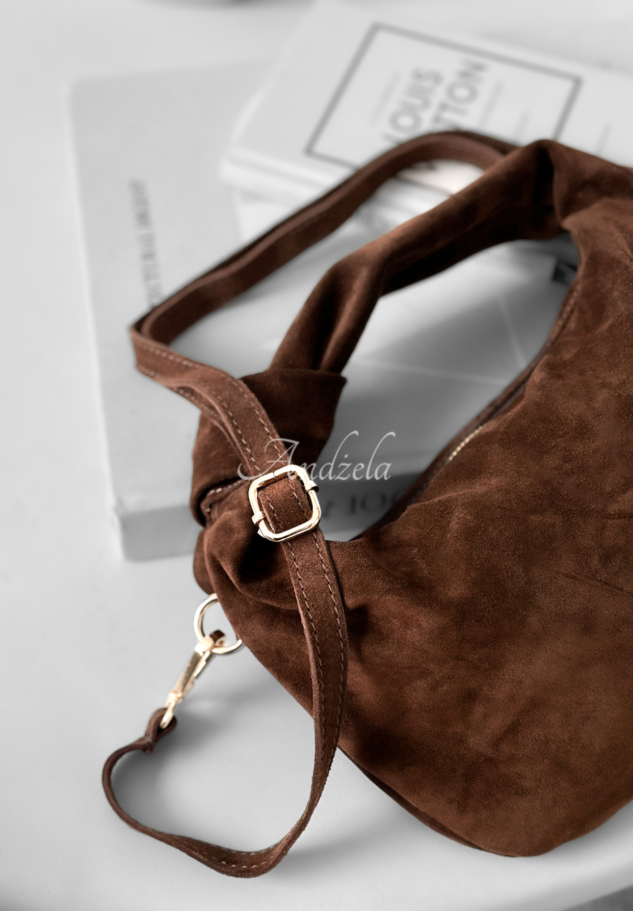 Semišová kabelka Just Lipstick čokoládová