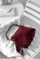 Zamszowa Kabelka z frędzlami Final Message bordová