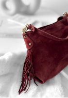 Zamszowa Kabelka z frędzlami Final Message bordová