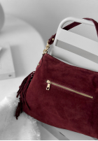 Zamszowa Kabelka z frędzlami Final Message bordová