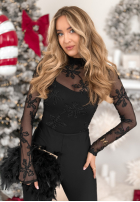 Siateczkowa Blúzka z haftami Go On A Date čierna