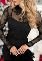 Siateczkowa Blúzka z haftami Go On A Date čierna