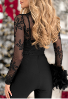 Siateczkowa Blúzka z haftami Go On A Date čierna