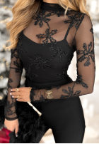 Siateczkowa Blúzka z haftami Go On A Date čierna