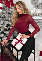 Siateczkowa Blúzka z haftami Go On A Date červená