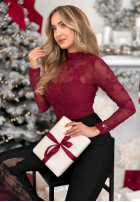 Siateczkowa Blúzka z haftami Go On A Date červená