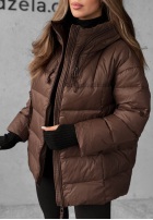 Długa Prešívaná Bunda s kapucňou New In Town čokoládová