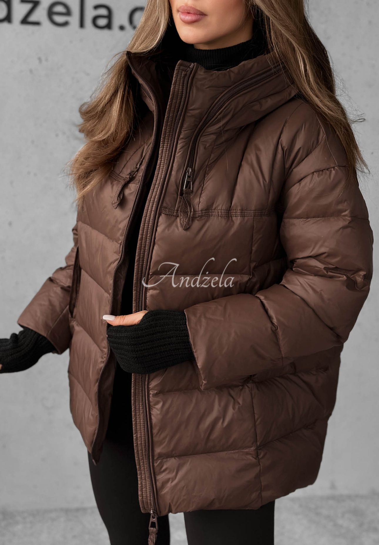 Páperová bunda s kapucňou New In Town čokoládová