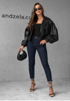 Nohavice džínosové z paskiem Let’s Not Talk tmavomodré