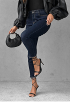 Nohavice džínosové z paskiem Let’s Not Talk tmavomodré